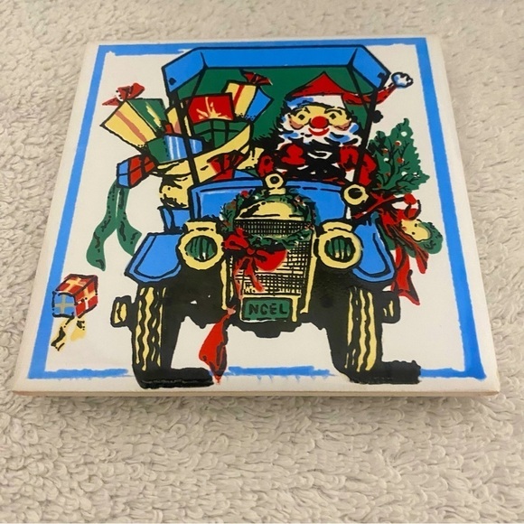 Currier & Ives Santa and Christmas Tree 4.5 x 4.5 Wall Art Tile Trivet Coasters - Picture 1 of 12